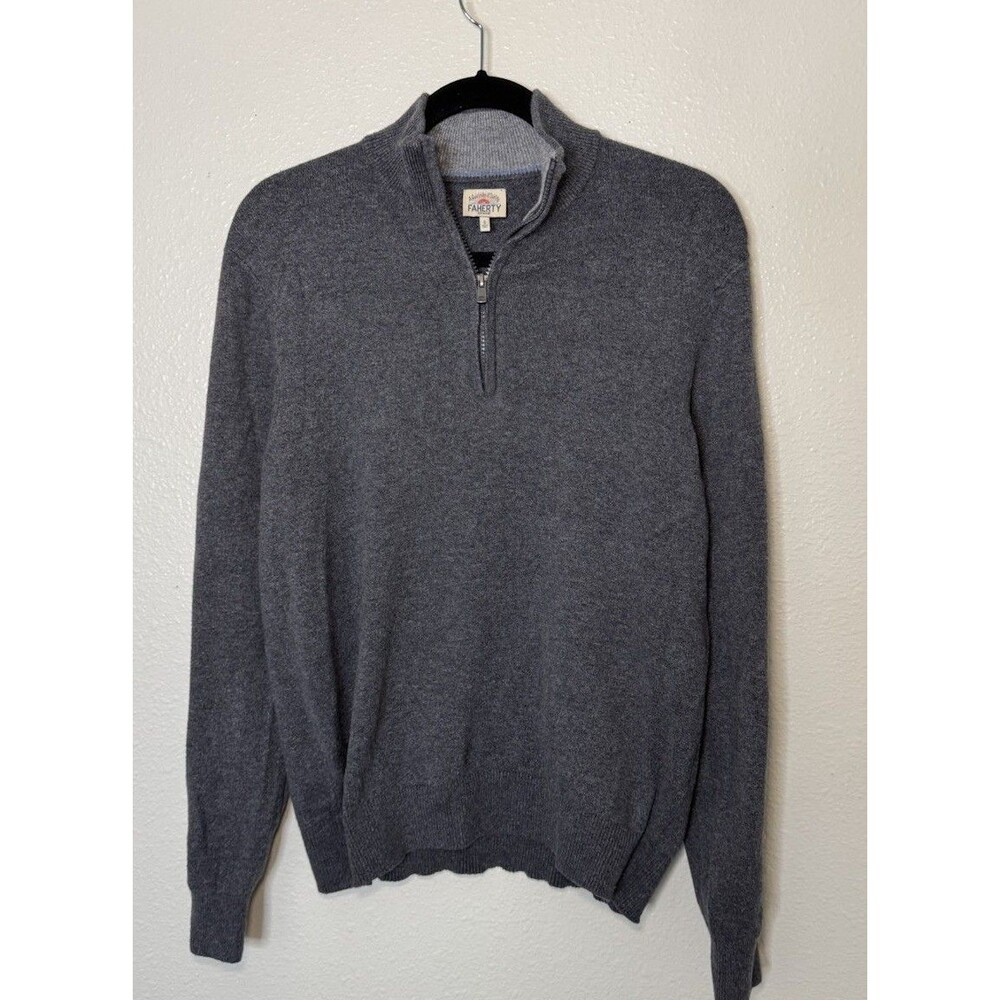 Faherty 1/4 Zip Sweater Sweatshirt  Gray Size S